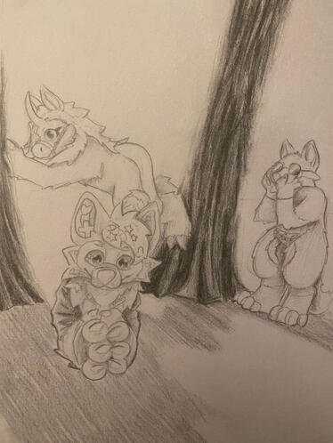 Sketch of Kandi, @venomyote, and @magicthefurry!